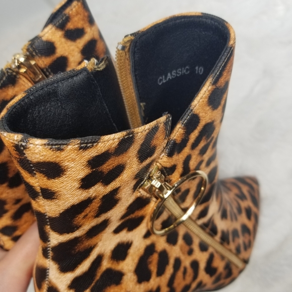 NWOT Ninety Union Leopard Print Ankle Boot Heels - Picture 3 of 5